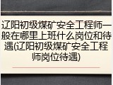 辽阳初级煤矿安全工程师一般在哪里上班什么岗位和待遇(辽阳初级煤矿安全工程师岗位待遇)
