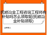 抚顺冶金工程咨询工程师有补贴吗怎么领取呢(抚顺冶金补贴领取)