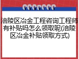 涪陵区冶金工程咨询工程师有补贴吗怎么领取呢(涪陵区冶金补贴领取方式)