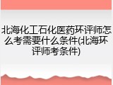 北海化工石化医药环评师怎么考需要什么条件(北海环评师考条件)
