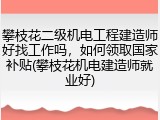 攀枝花二级机电工程建造师好找工作吗，如何领取国家补贴(攀枝花机电建造师就业好)