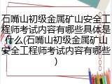 石嘴山初级金属矿山安全工程师考试内容有哪些具体是什么(石嘴山初级金属矿山安全工程师考试内容有哪些)
