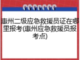 惠州二级应急救援员证在哪里报考(惠州应急救援员报考点)