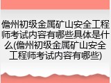 儋州初级金属矿山安全工程师考试内容有哪些具体是什么(儋州初级金属矿山安全工程师考试内容有哪些)