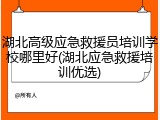 湖北高级应急救援员培训学校哪里好(湖北应急救援培训优选)