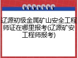 辽源初级金属矿山安全工程师证在哪里报考(辽源矿安工程师报考)