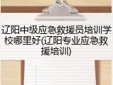 辽阳中级应急救援员培训学校哪里好(辽阳专业应急救援培训)