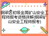 铜梁区初级金属矿山安全工程师报考资格详解(铜梁矿山安全工程师报考)