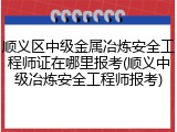 顺义区中级金属冶炼安全工程师证在哪里报考(顺义中级冶炼安全工程师报考)