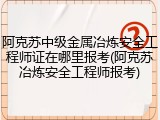 阿克苏中级金属冶炼安全工程师证在哪里报考(阿克苏冶炼安全工程师报考)