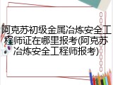 阿克苏初级金属冶炼安全工程师证在哪里报考(阿克苏冶炼安全工程师报考)