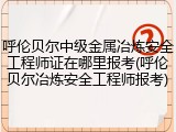 呼伦贝尔中级金属冶炼安全工程师证在哪里报考(呼伦贝尔冶炼安全工程师报考)