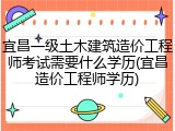 宜昌一级土木建筑造价工程师考试需要什么学历(宜昌造价工程师学历)