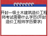 开封一级土木建筑造价工程师考试需要什么学历(开封造价工程师学历要求)
