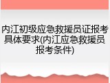 内江初级应急救援员证报考具体要求(内江应急救援员报考条件)