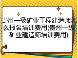 贵州一级矿业工程建造师怎么报名培训费用(贵州一级矿业建造师培训费用)
