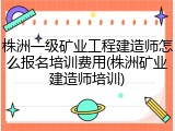 株洲一级矿业工程建造师怎么报名培训费用(株洲矿业建造师培训)