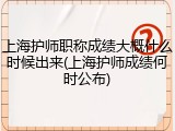 上海护师职称成绩大概什么时候出来(上海护师成绩何时公布)