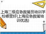 上海二级应急救援员培训学校哪里好(上海应急救援培训优选)