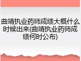 曲靖执业药师成绩大概什么时候出来(曲靖执业药师成绩何时公布)
