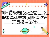 潮州初级消防安全管理员证报考具体要求(潮州消防管理员报考条件)
