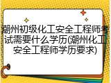 潮州初级化工安全工程师考试需要什么学历(潮州化工安全工程师学历要求)