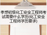孝感初级化工安全工程师考试需要什么学历(化工安全工程师学历要求)
