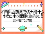 湘西执业药师成绩大概什么时候出来(湘西执业药师成绩何时公布)