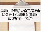 泉州中级煤矿安全工程师考试指导中心哪里有(泉州中级煤矿安工考点)