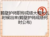 鹤壁护师职称成绩大概什么时候出来(鹤壁护师成绩何时公布)
