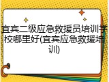 宜宾二级应急救援员培训学校哪里好(宜宾应急救援培训)