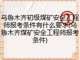 乌鲁木齐初级煤矿安全工程师报考条件有什么要求(乌鲁木齐煤矿安全工程师报考条件)