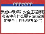 武威中级煤矿安全工程师报考条件有什么要求(武威煤矿安全工程师报考条件)