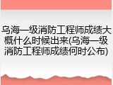乌海一级消防工程师成绩大概什么时候出来(乌海一级消防工程师成绩何时公布)