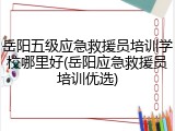 岳阳五级应急救援员培训学校哪里好(岳阳应急救援员培训优选)