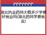 湖北执业药师大概多少学费好就业吗(湖北药师学费就业)