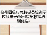 柳州四级应急救援员培训学校哪里好(柳州应急救援培训优选)