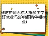 潍坊护师职称大概多少学费好就业吗(护师职称学费就业)
