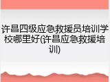 许昌四级应急救援员培训学校哪里好(许昌应急救援培训)