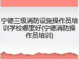 宁德三级消防设施操作员培训学校哪里好(宁德消防操作员培训)