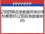 辽阳四级应急救援员培训学校哪里好(辽阳应急救援培训)