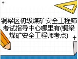 铜梁区初级煤矿安全工程师考试指导中心哪里有(铜梁煤矿安全工程师考点)