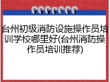 台州初级消防设施操作员培训学校哪里好(台州消防操作员培训推荐)