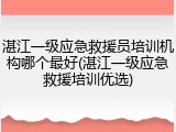 湛江一级应急救援员培训机构哪个最好(湛江一级应急救援培训优选)