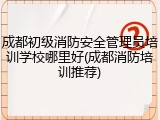 成都初级消防安全管理员培训学校哪里好(成都消防培训推荐)