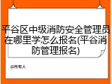 平谷区中级消防安全管理员在哪里学怎么报名(平谷消防管理报名)