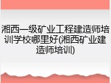 湘西一级矿业工程建造师培训学校哪里好(湘西矿业建造师培训)