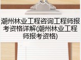 潮州林业工程咨询工程师报考资格详解(潮州林业工程师报考资格)