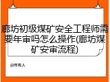 廊坊初级煤矿安全工程师需要年审吗怎么操作(廊坊煤矿安审流程)
