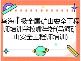 乌海中级金属矿山安全工程师培训学校哪里好(乌海矿山安全工程师培训)